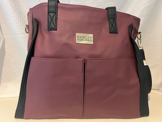 Badgley Mischka Vegan Leather Weekender Travel Bag – Wine (New with Tags)