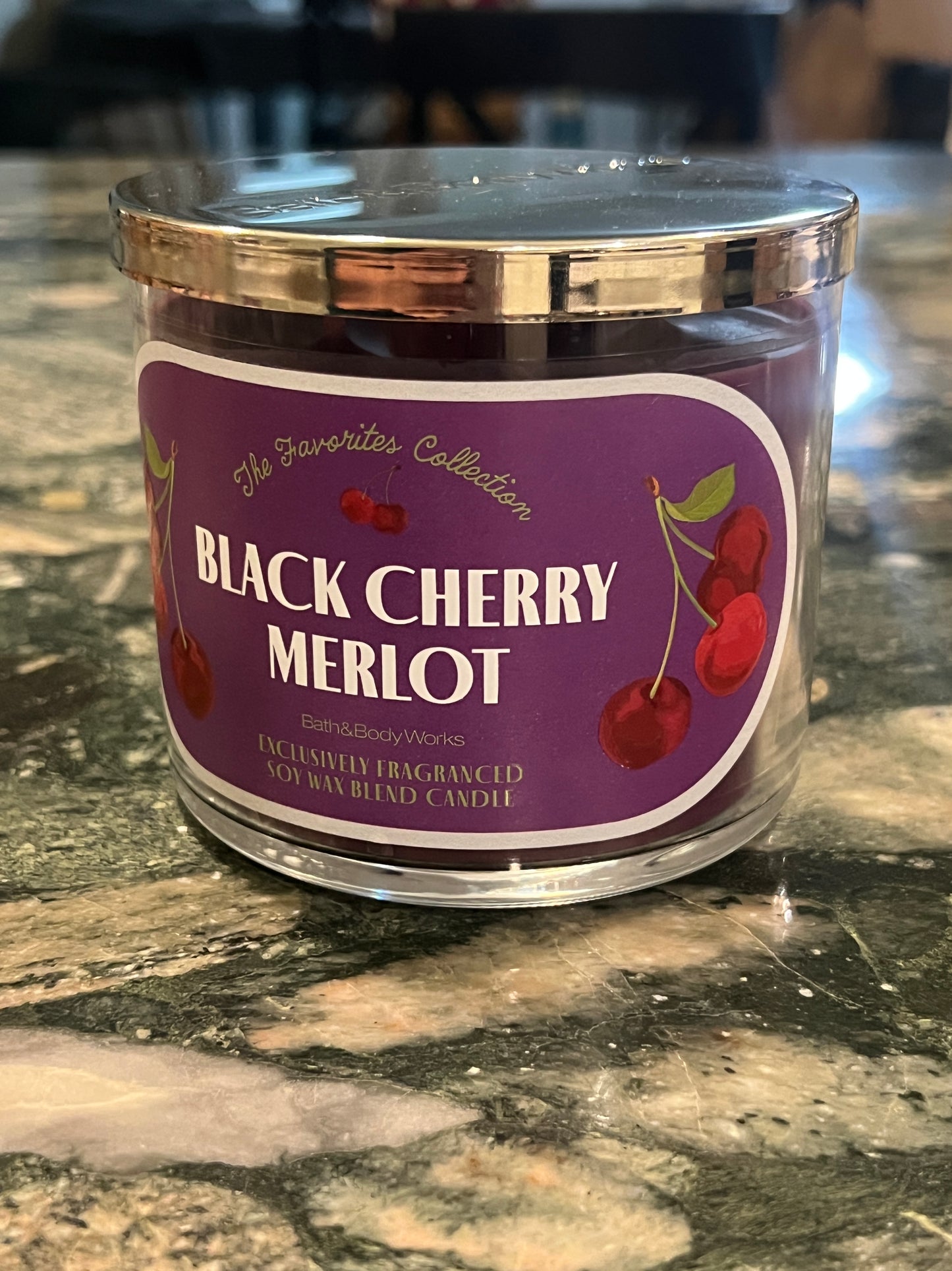 Black Cherry Merlot Bath and Body Workzzzz 3 Wick Candle