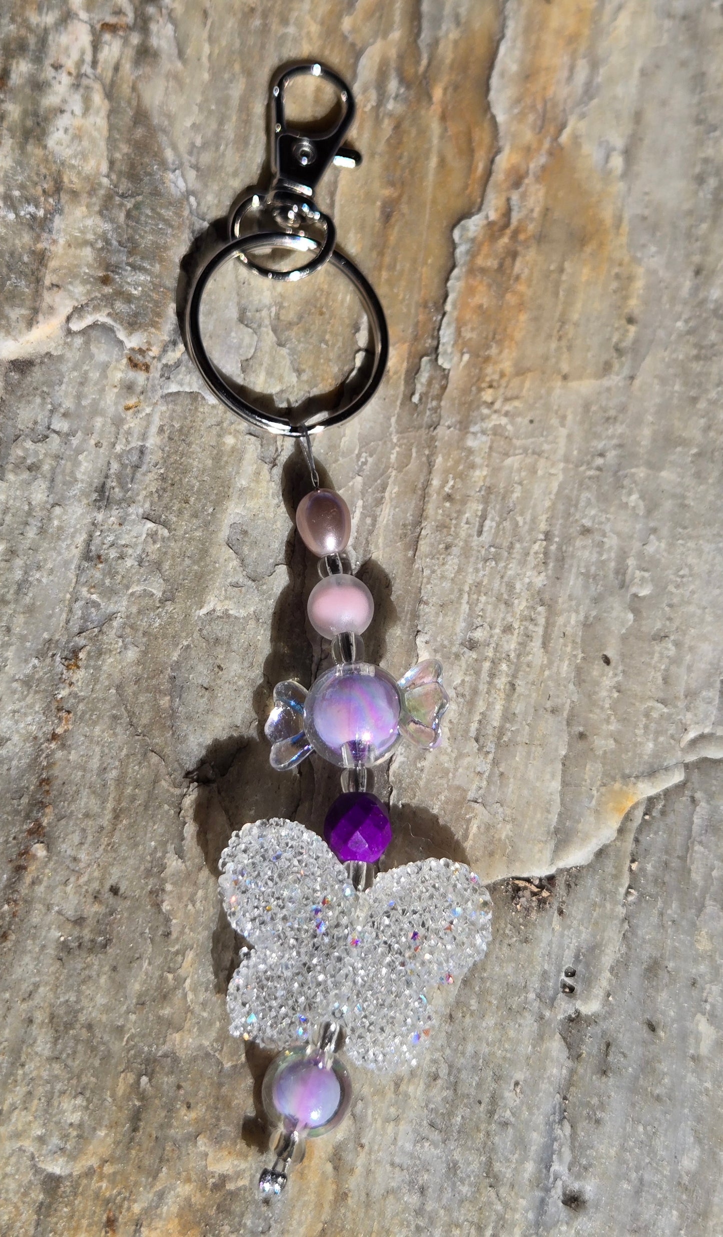 Purple Butterfly Keychain with Acrylic Candy Bead