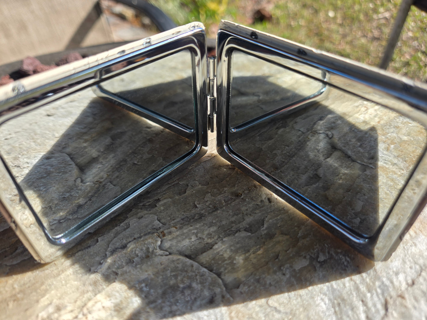 Two sided mirror with soft cover and sparkles