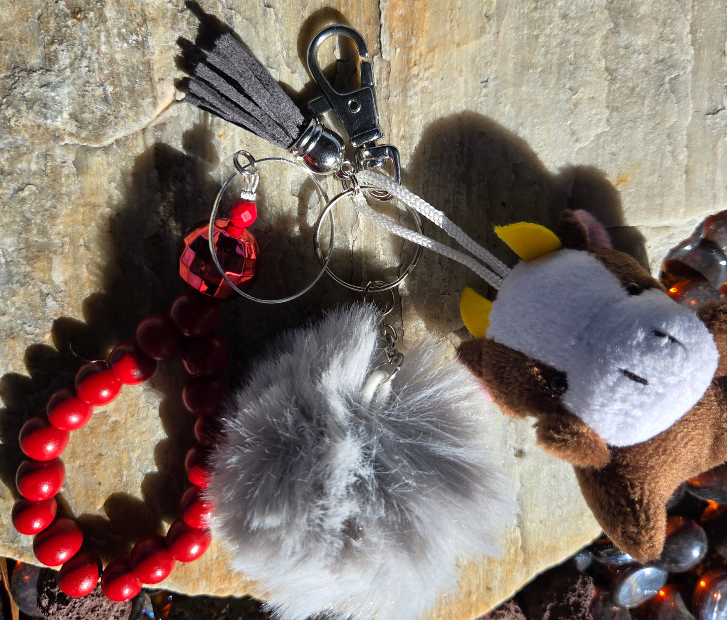 Keychain with pompom