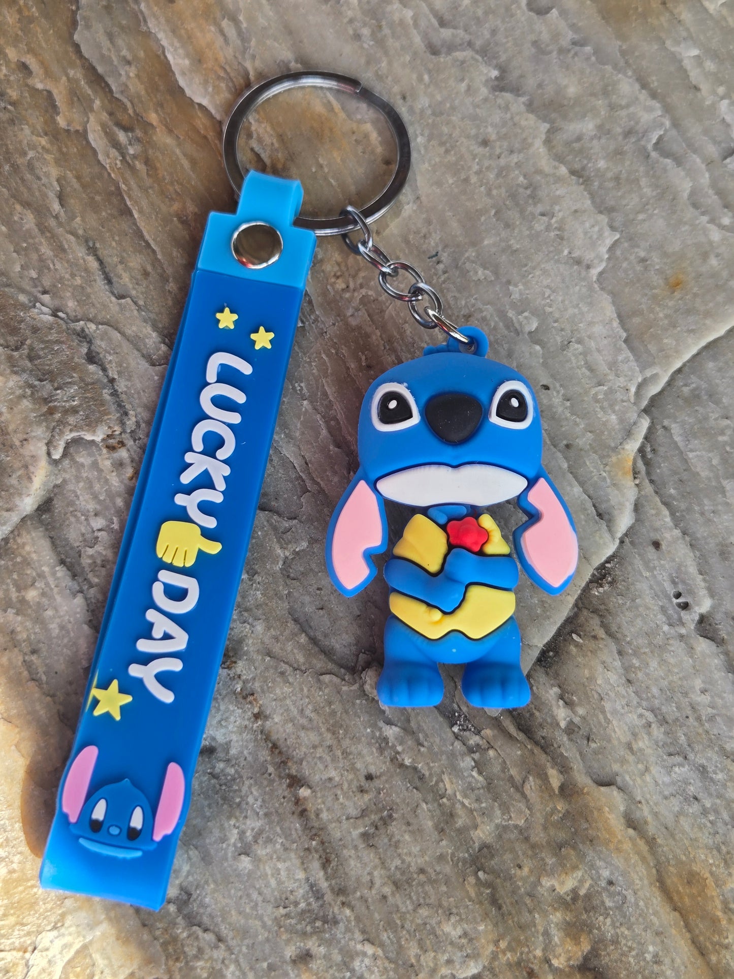 Keychain Long Pink Ears and a Red Rose