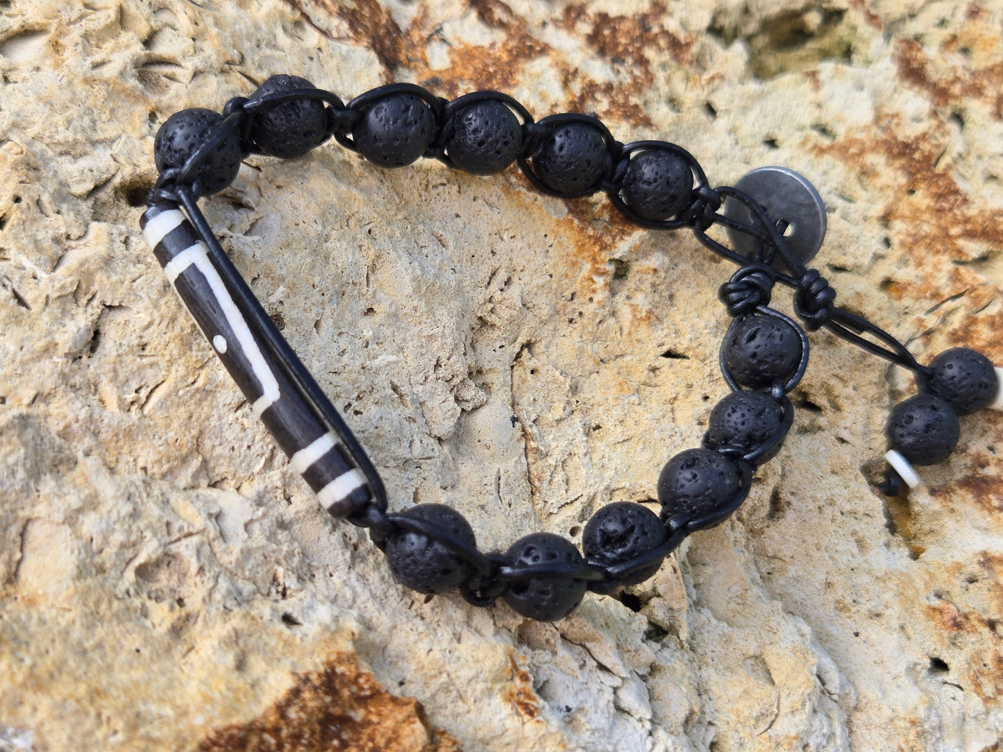 Bone and Lava Beads Braided Bracelet
