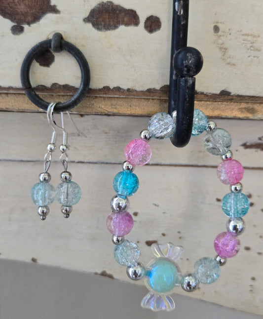 Candy Girl Sparkle Set – Cracked Acrylic Bracelet & Earrings