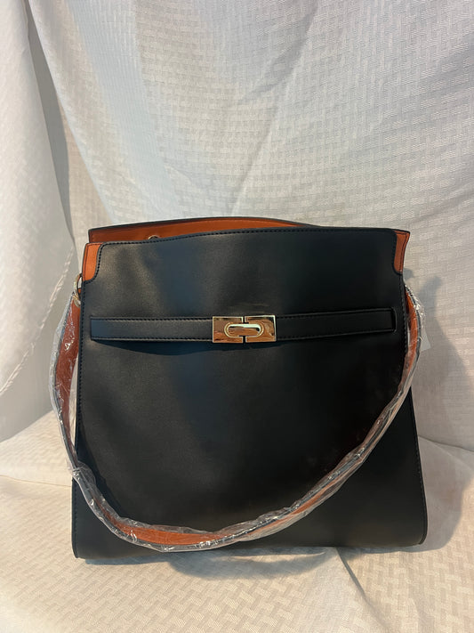 Black Structured Shoulder Bag - New