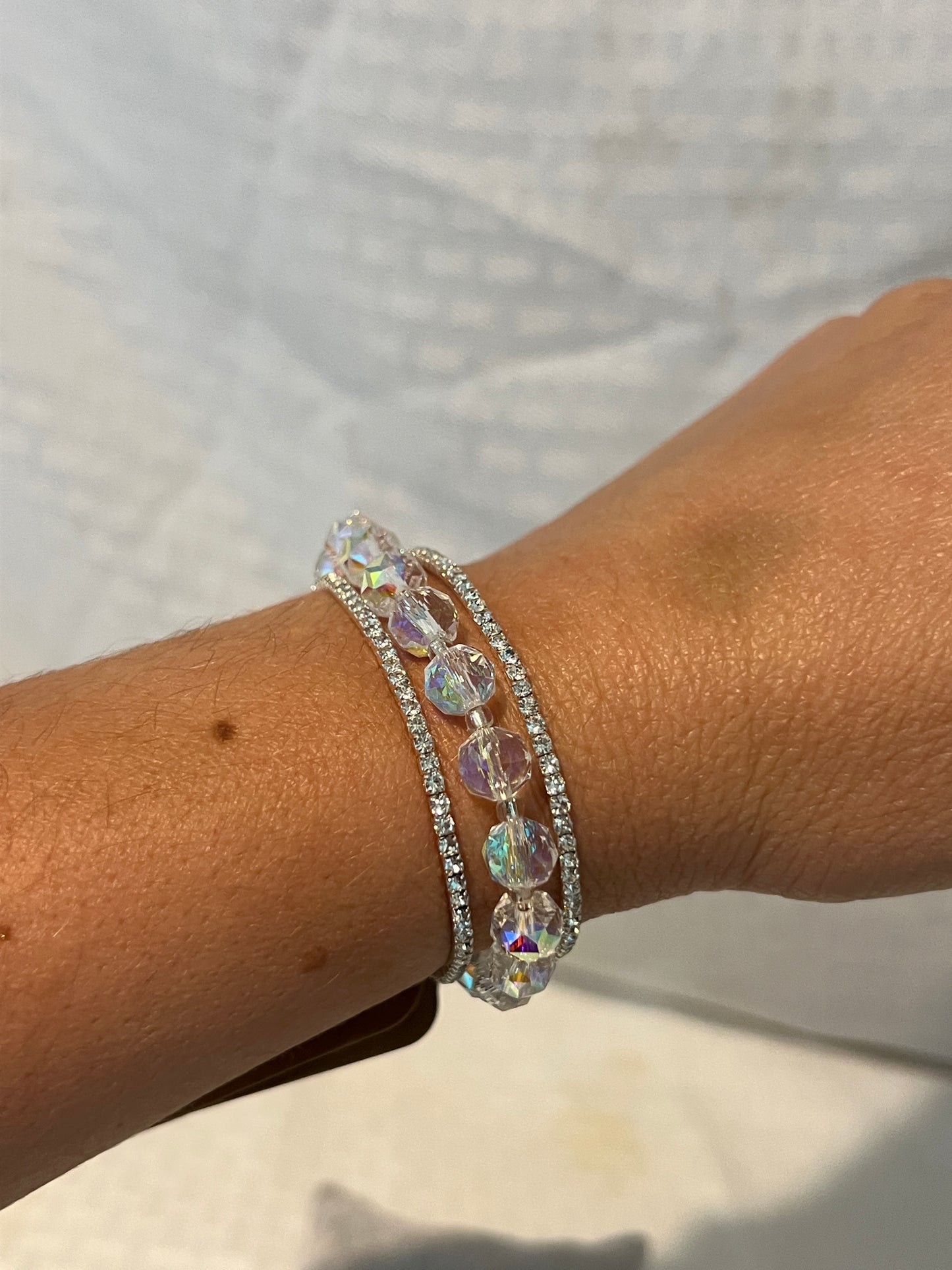 Sparkling Glass Beads Trio Bracelet - NEW