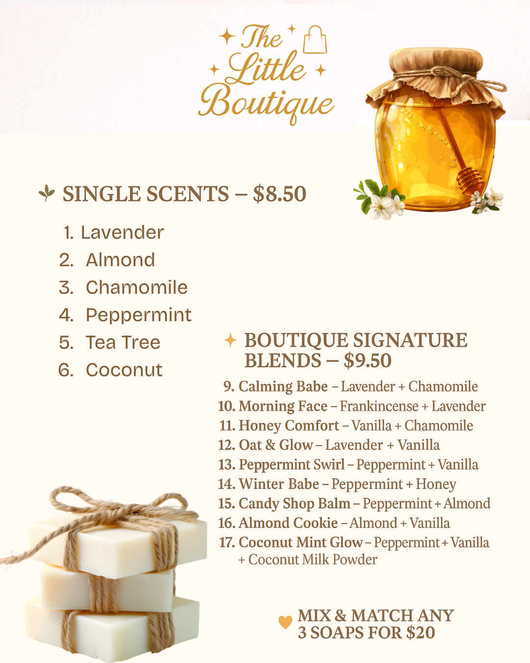 Custom Made Soaps  - Single Scents