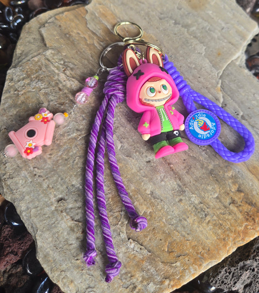 Cartoon Keychain Pink and Purple