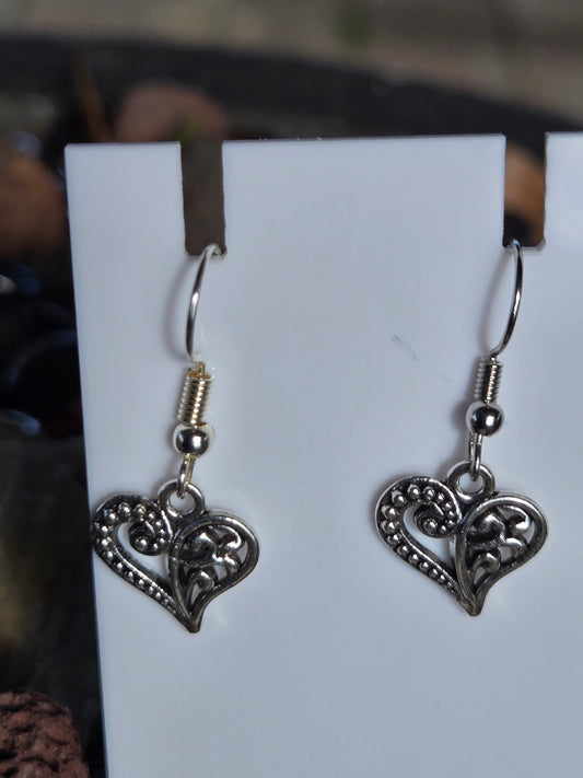 Earrings Handmade Hearts Silver Plated