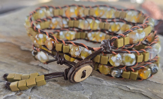 Braided Bracelet Fire Agath Stones