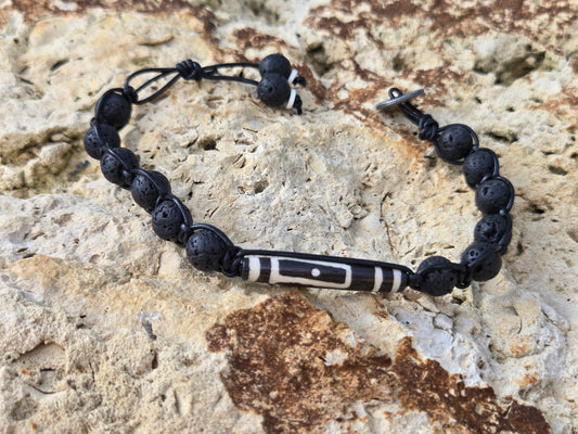 Bone and Lava Beads Braided Bracelet