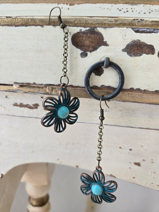 Flower Turquoise Bead Earrings