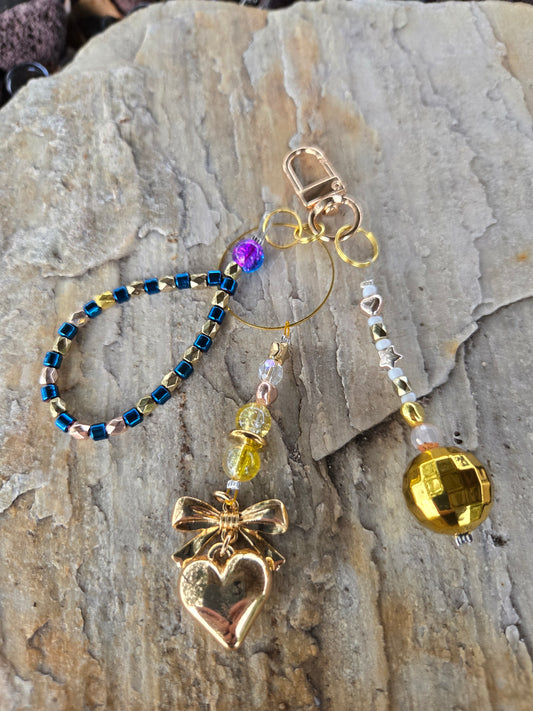 Keychain Heart and Disco Ball